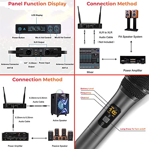 AM-W14 UHF Dual Wireless Metal Microphone