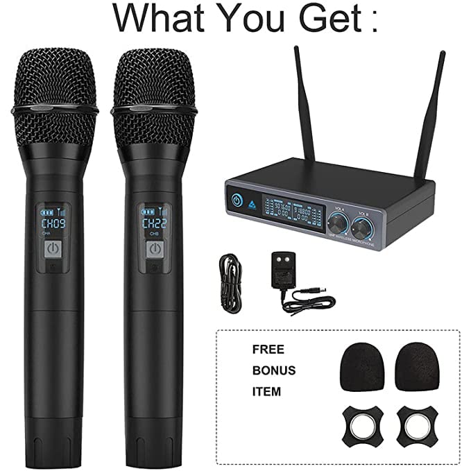 AM-W14 UHF Dual Wireless Metal Microphone