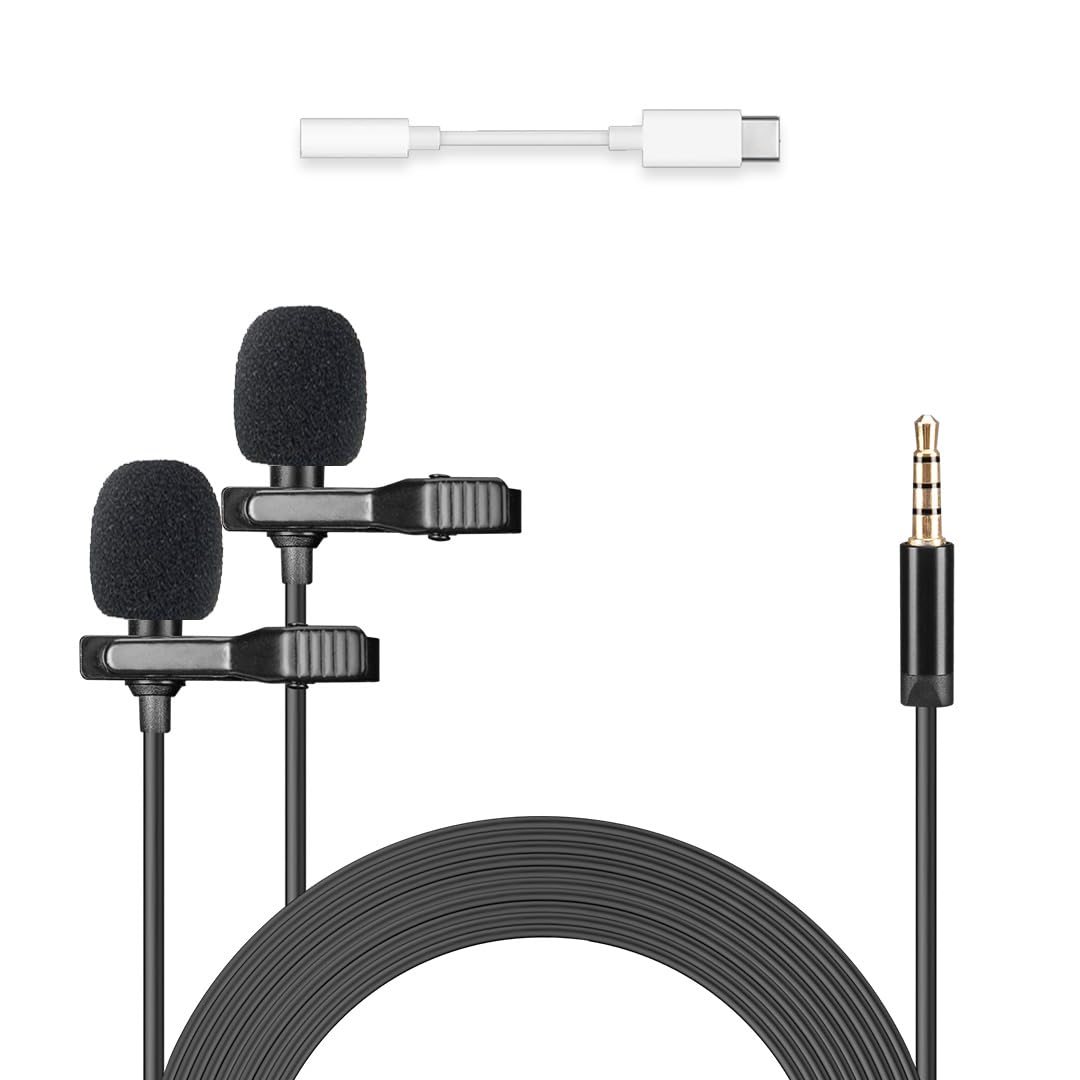 Refurbished - Audio Array 3.5 Mm Lavaliver Microphone Mini Recording Double Lavalier Microphone (AM-C35)