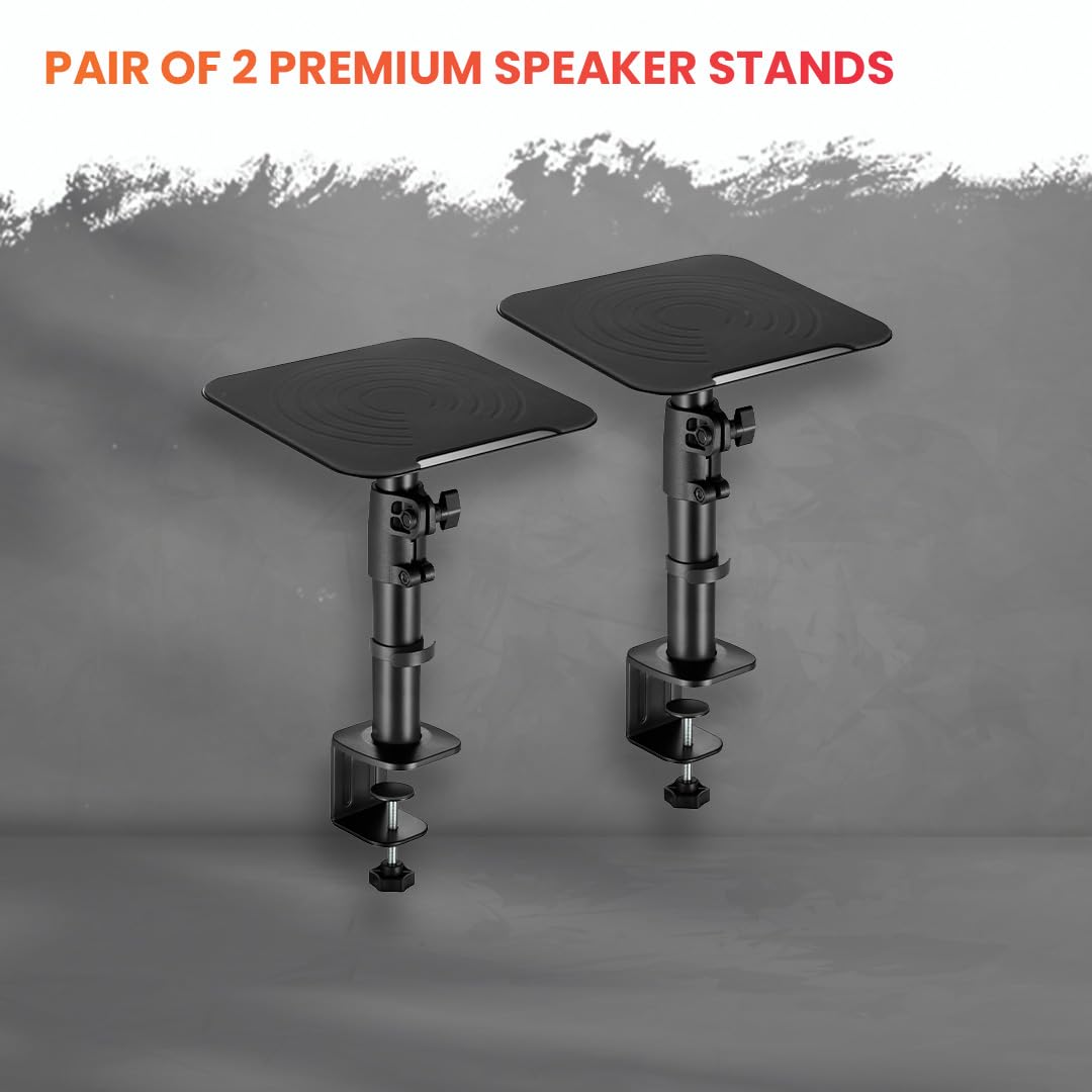 AA-21 Desktop Mount Speaker Stands | 15KG Capacity | Black (Set of 2)