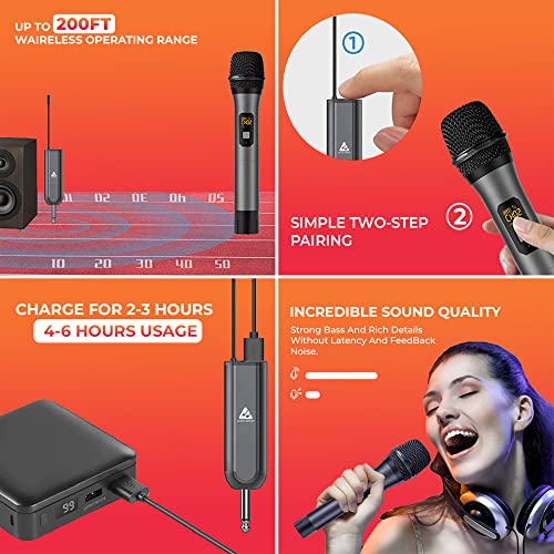 AM-W12 UHF Dual Wireless Metal Microphones