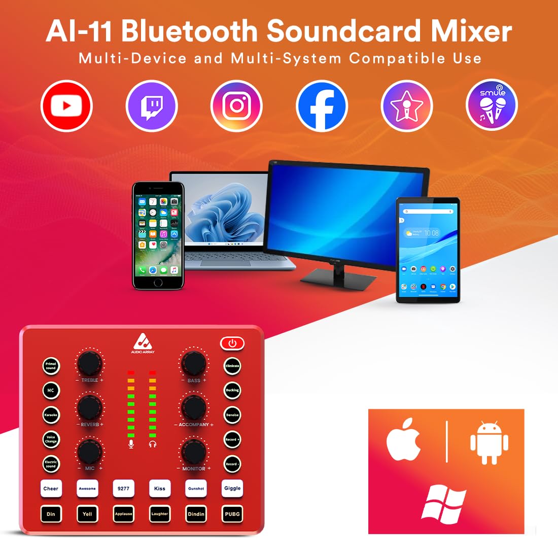 AI-11 USB Bluetooth Soundcard, Mixer, Audio Interface