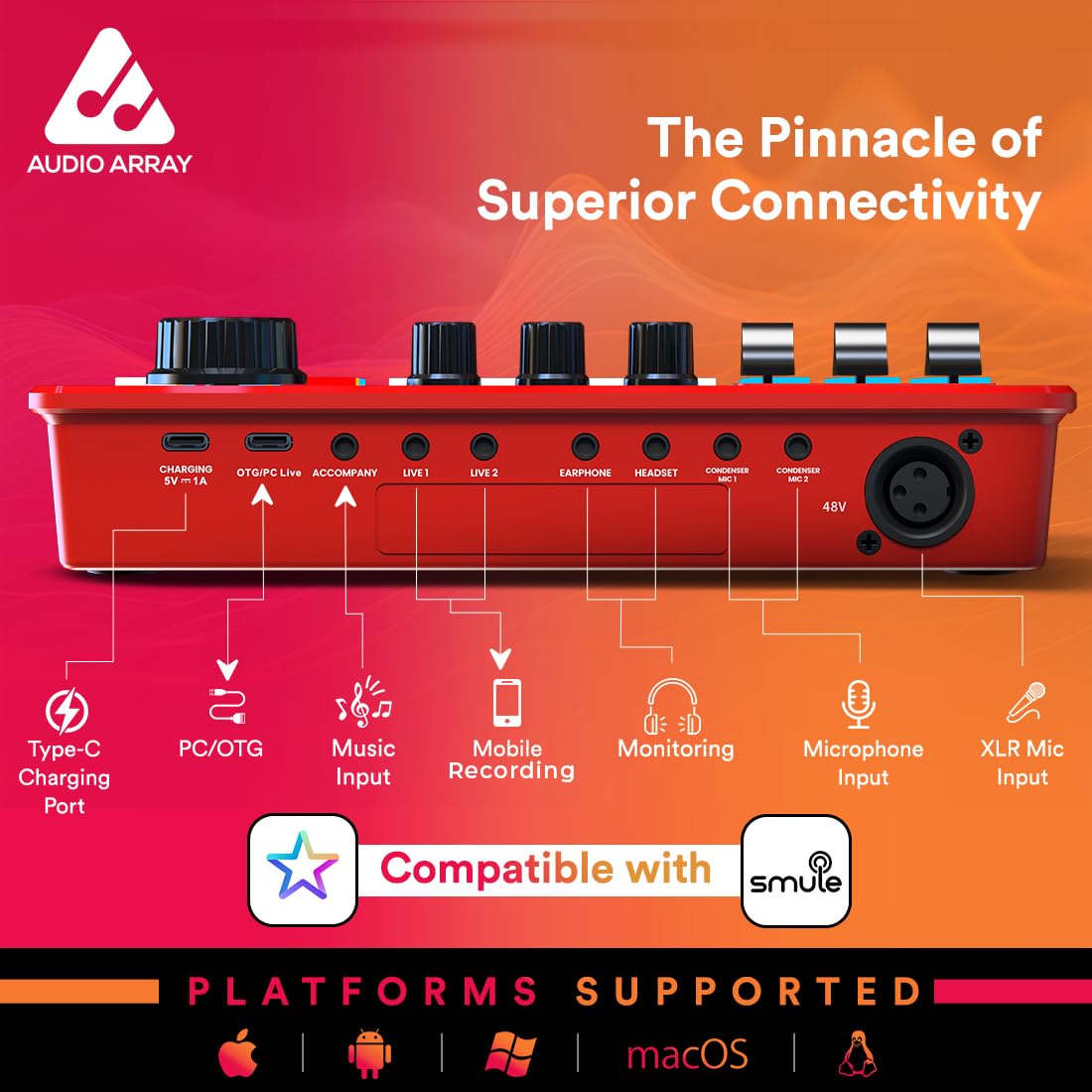 Audio Array AI-10 Professional Live Soundcard Mixer with Bluetooth