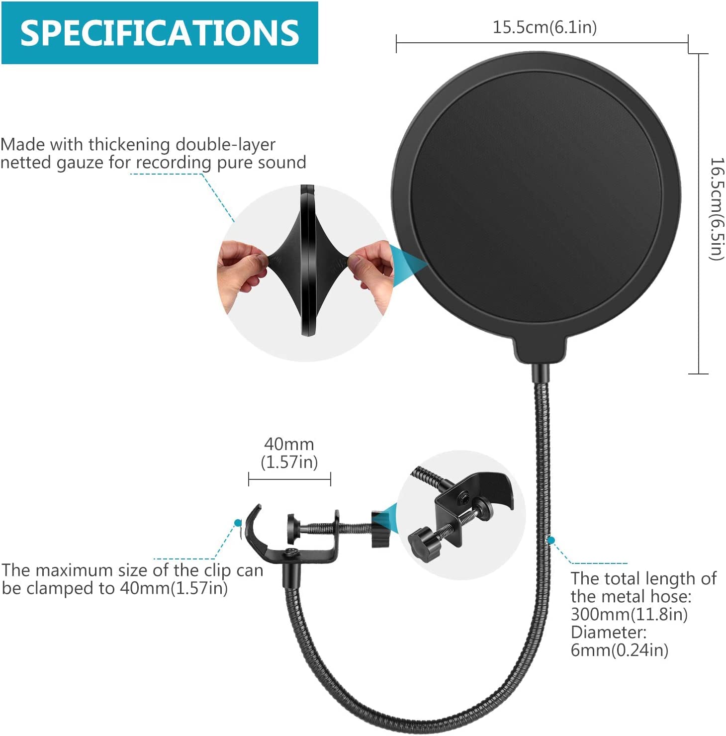 Refurbished - Audio Array AA-03 Double Layer Professional Pop Filter