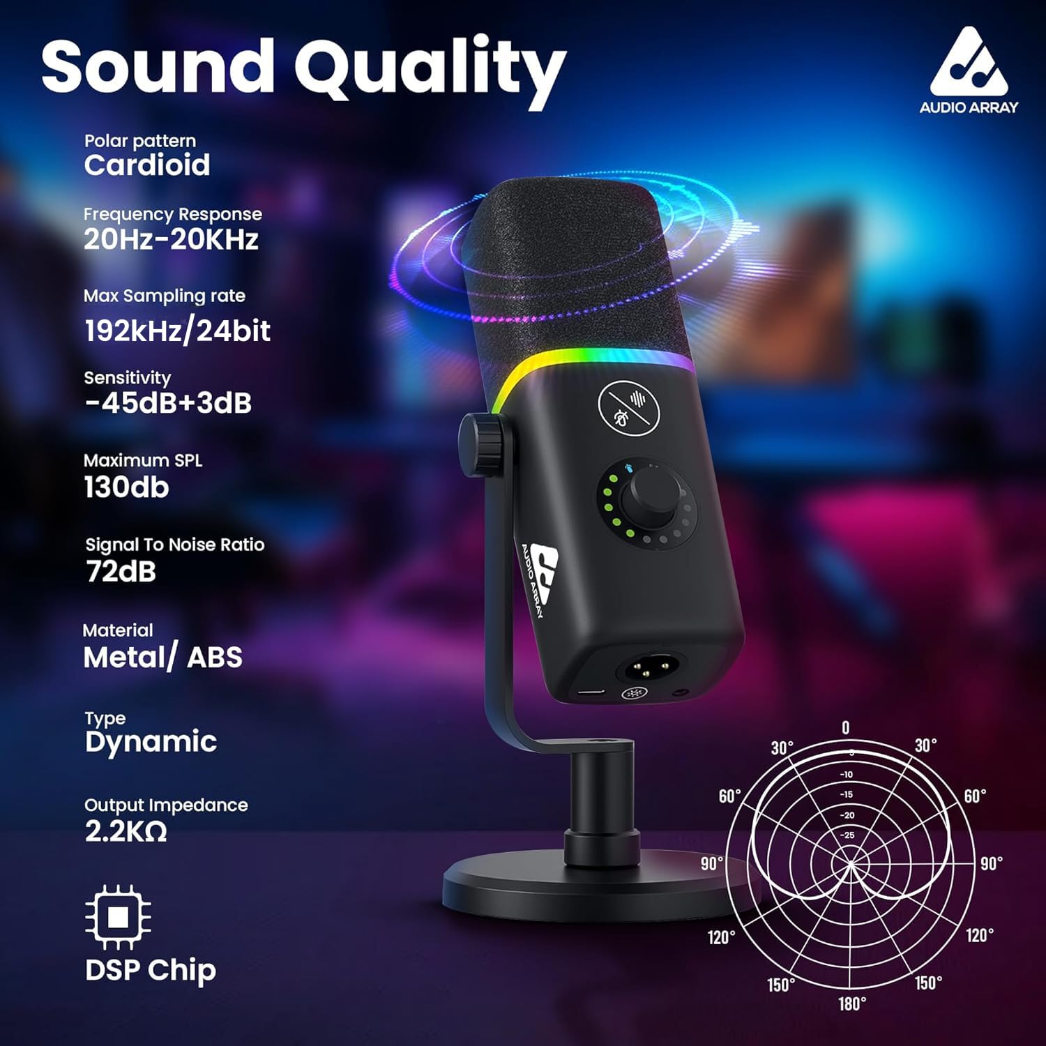 RGB Gaming Bundle For Streamers - Sound Card + Dynamic Mic + Boom Arm