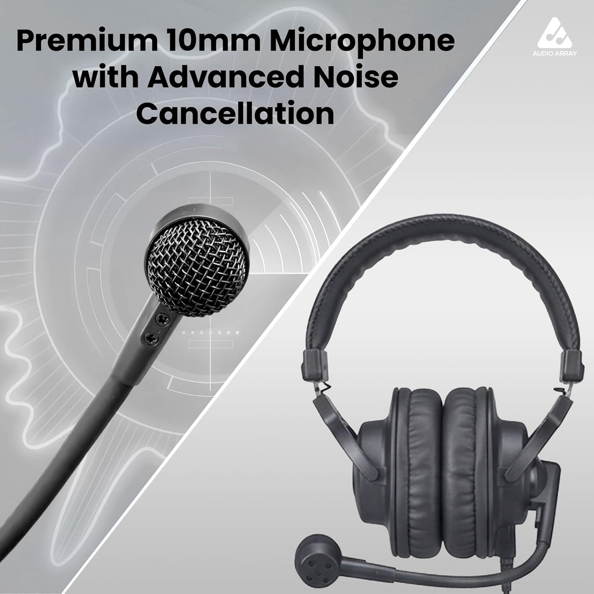 Audio Array AH-40 Pro Studio Headphones – 40mm Driver, 32Ω, Closed-Back Design, 3m Cable