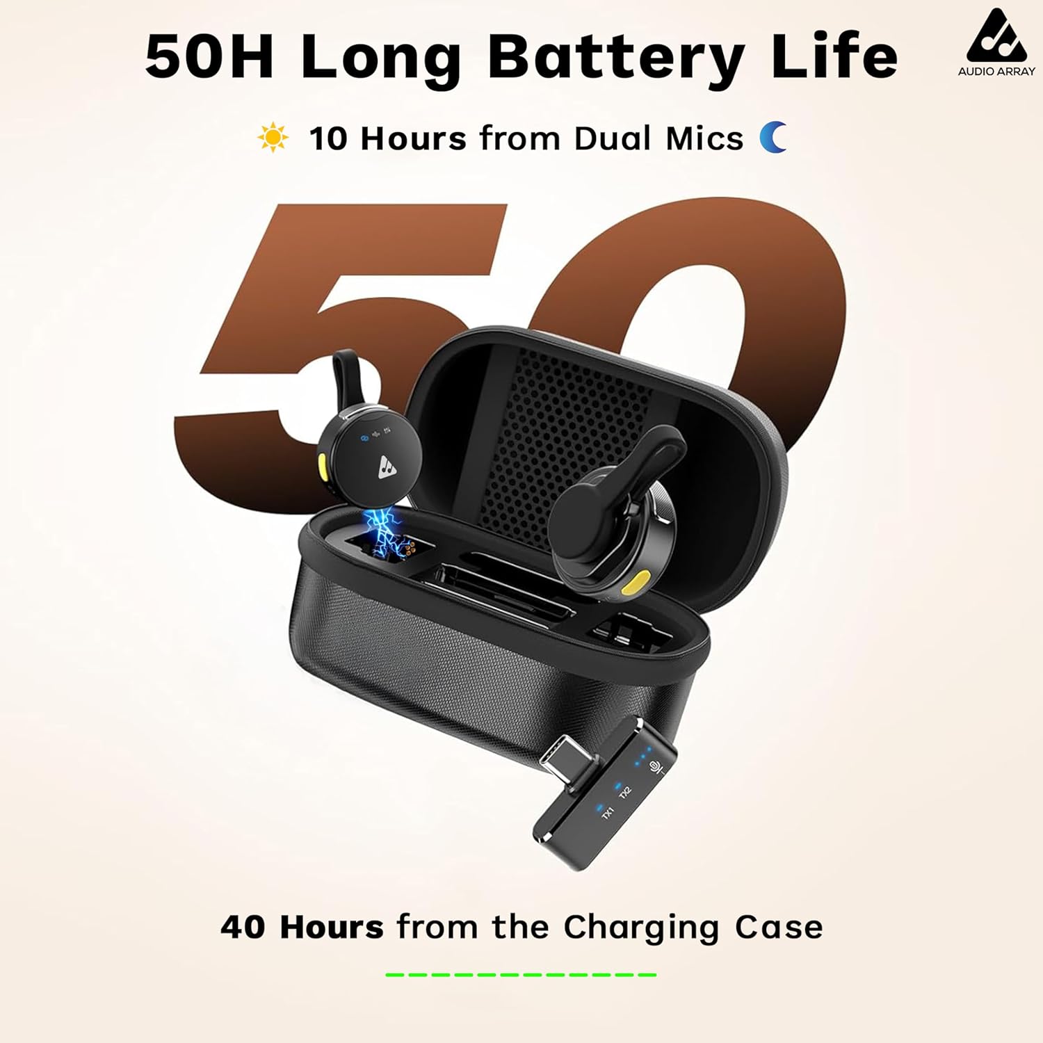 Audio Array AM-W23 Wireless Lav Mic, AI Noise Reduction