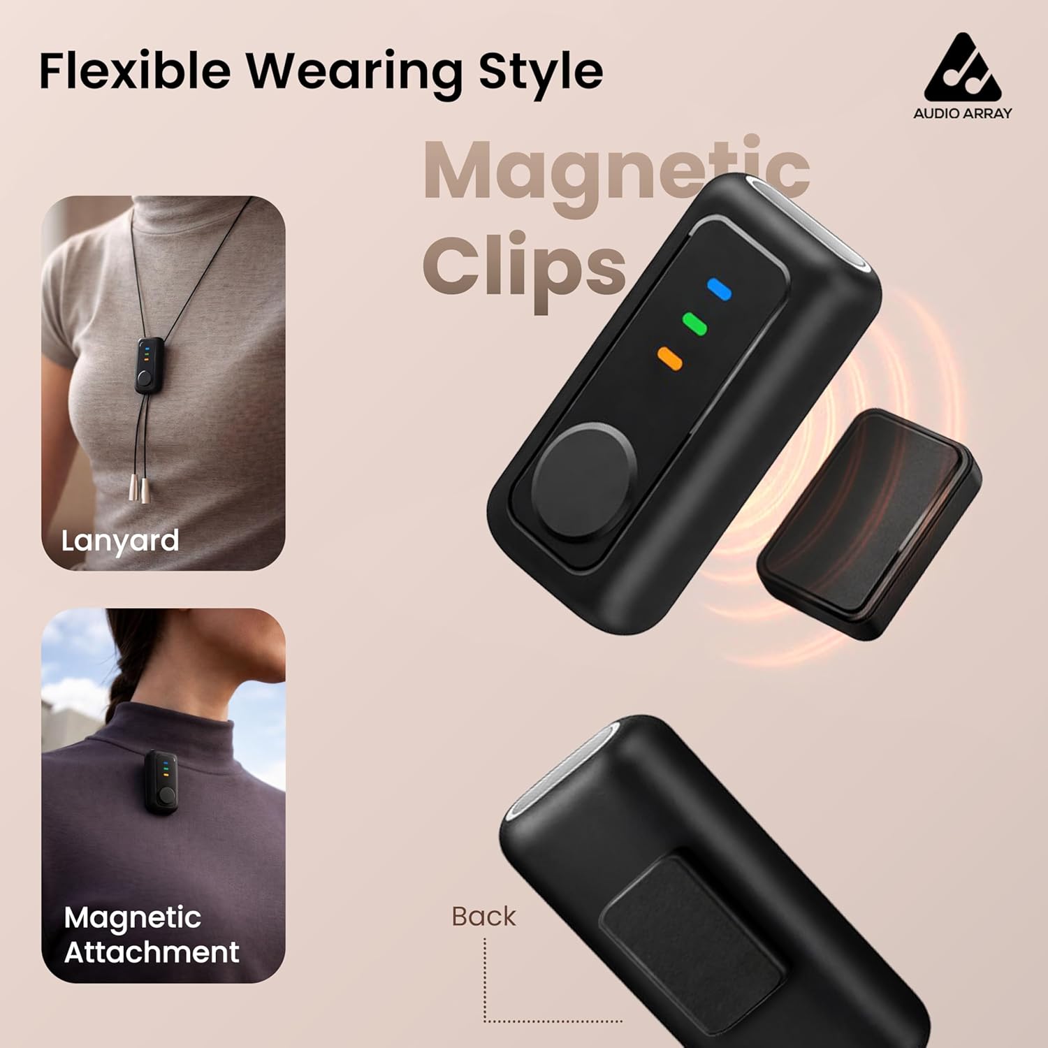 Audio Array AM-W24 Wireless Magnetic Mic, AI Noise Reduction