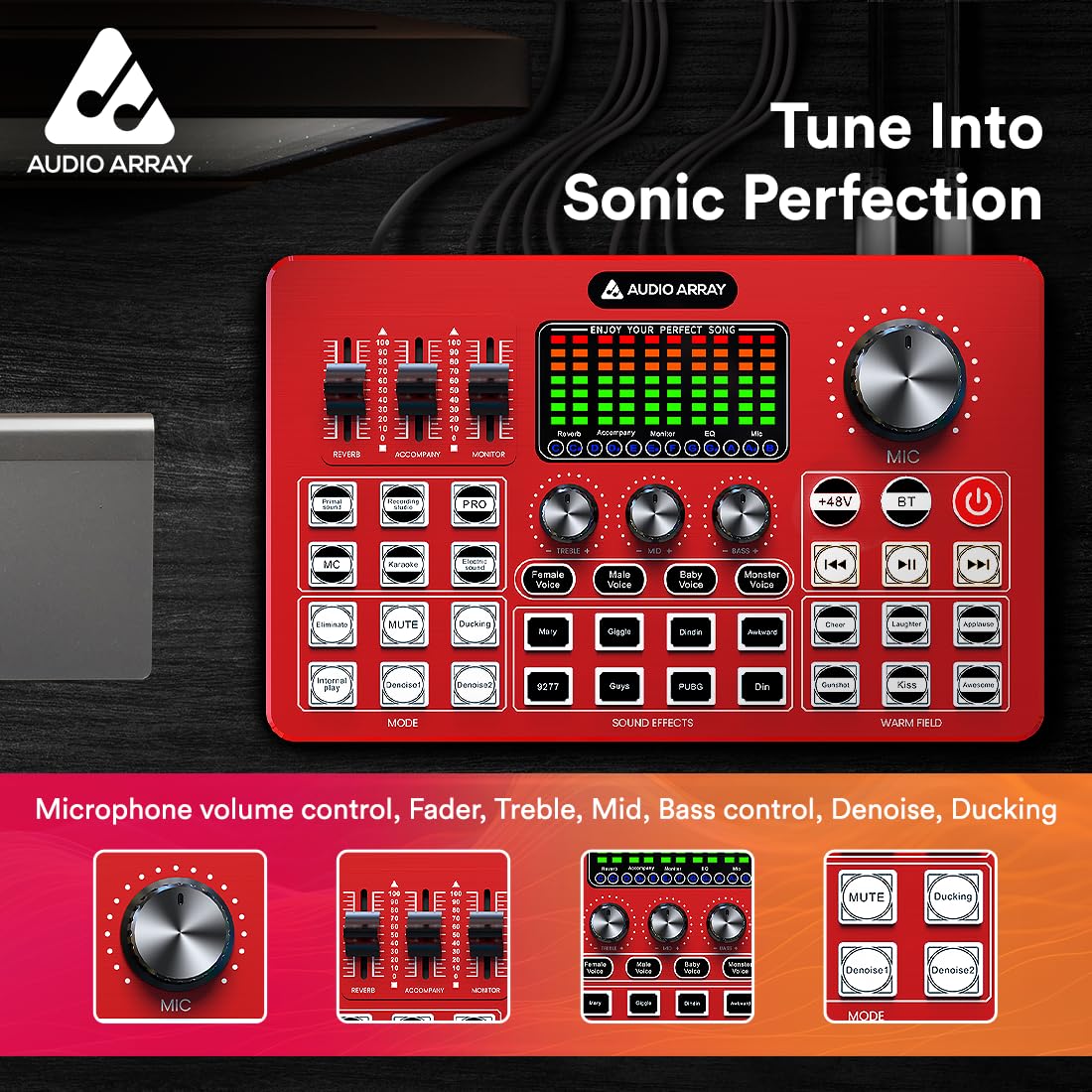 Audio Array AI-10 Professional Live Soundcard Mixer with Bluetooth