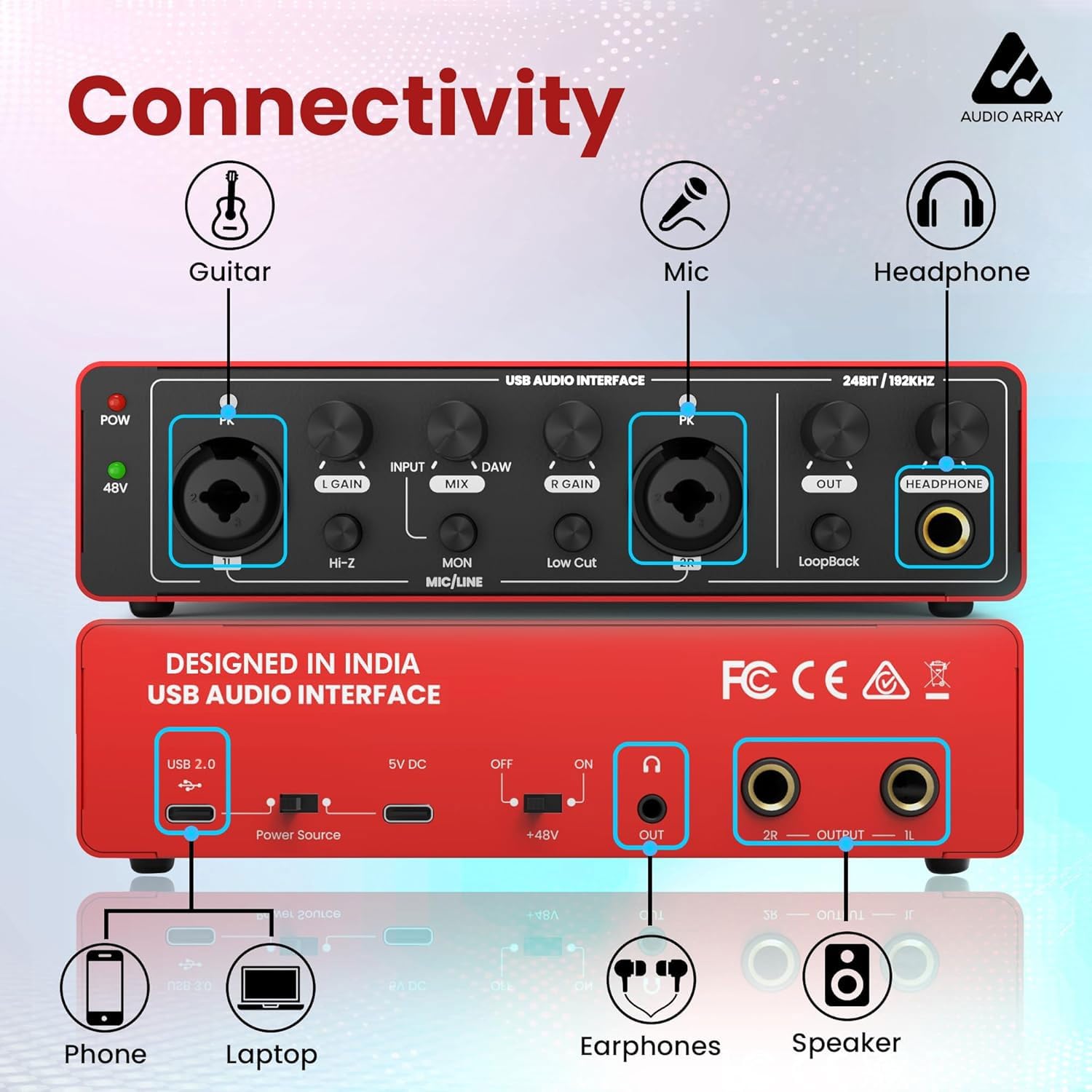 AI-04 2x2 Audio Interface | Metal Body | Red