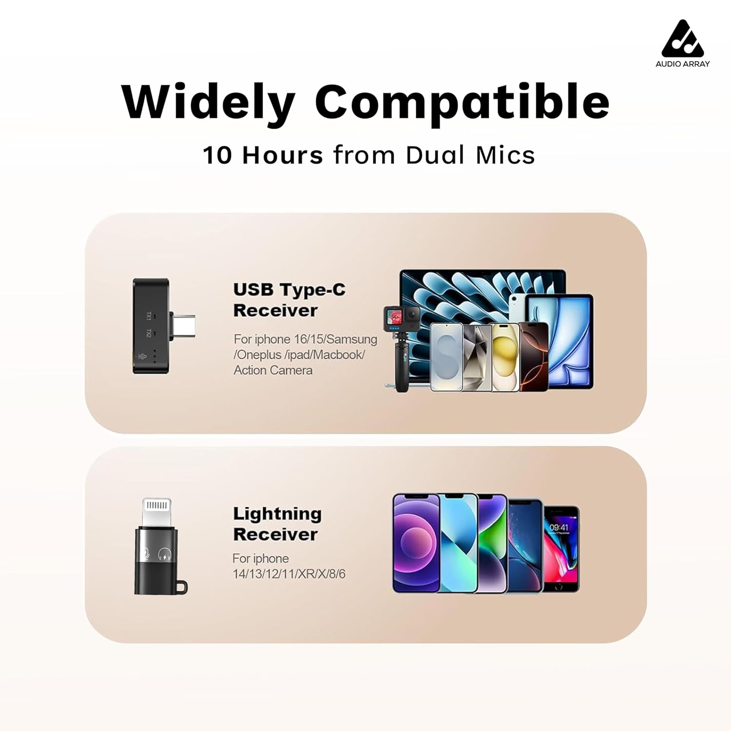 Audio Array AM-W23 Wireless Lav Mic, AI Noise Reduction