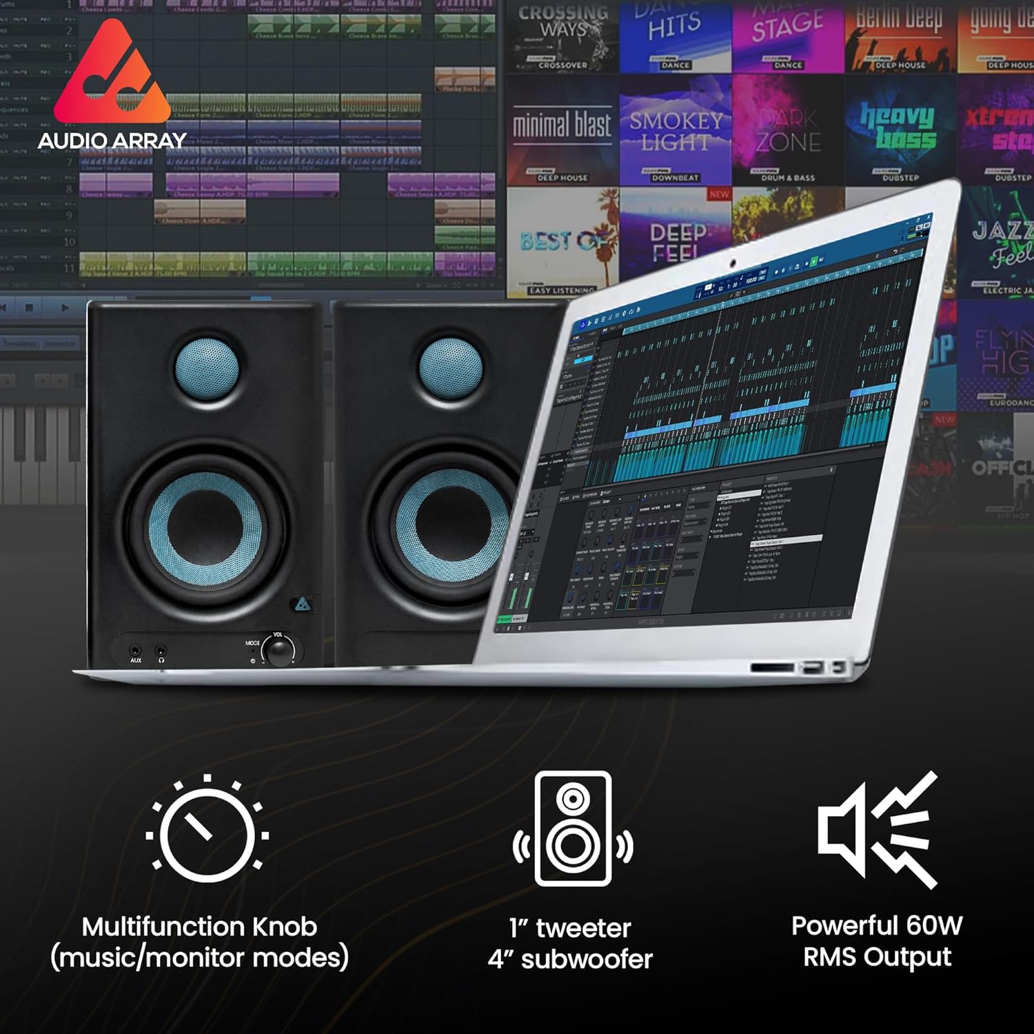 Audio Array AM-S1 Professional 4" Studio Monitor Speaker Pair