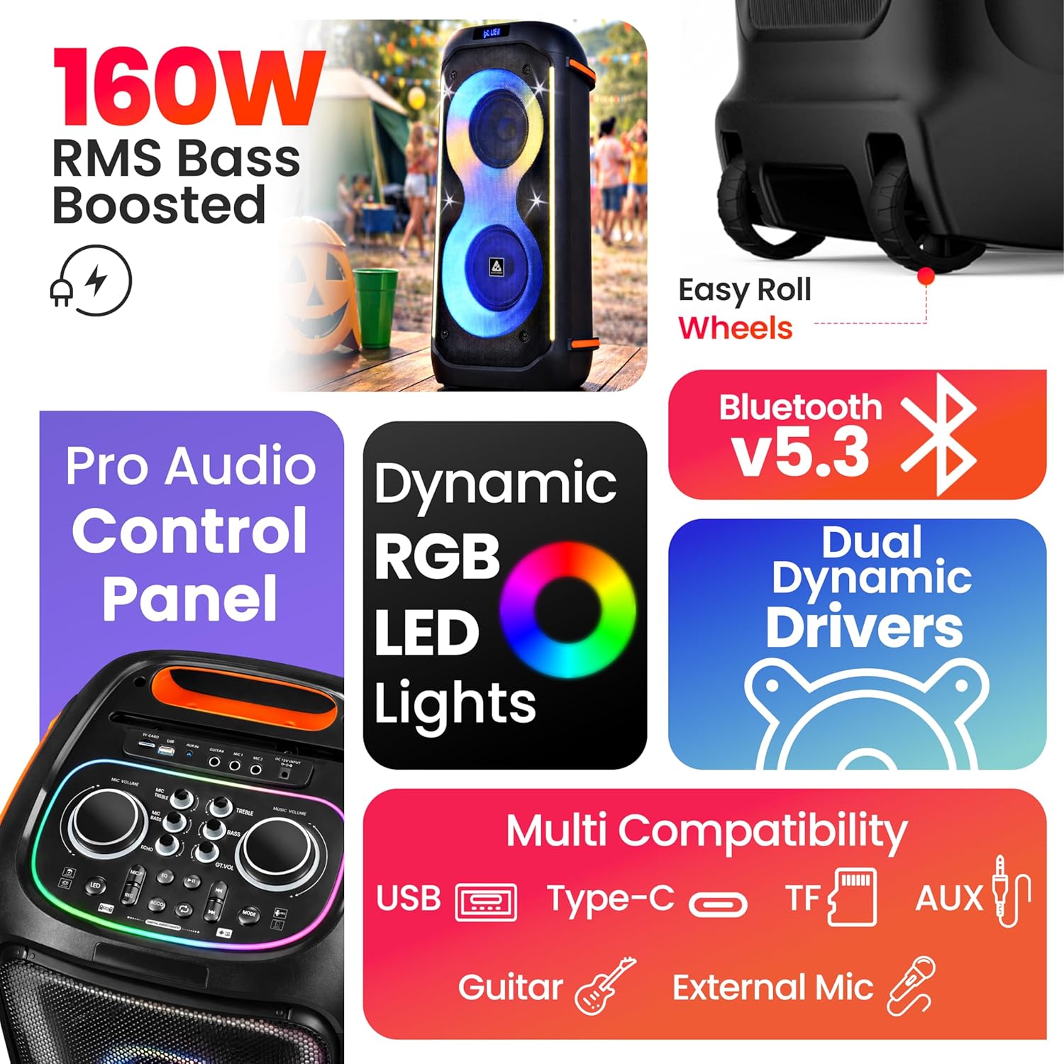 Audio Array SoniqX 160W Trolley BT Party Speaker AM-S6