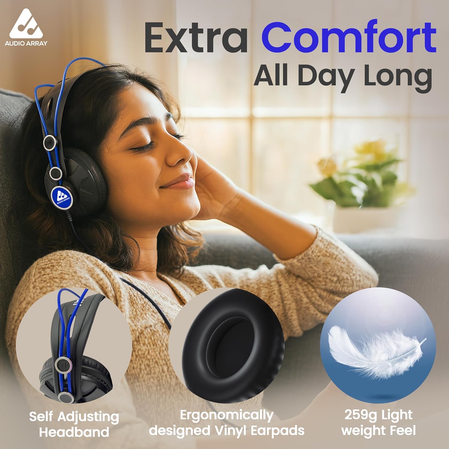 Audio Array AH-60-BL Professional Monitoring Headphones