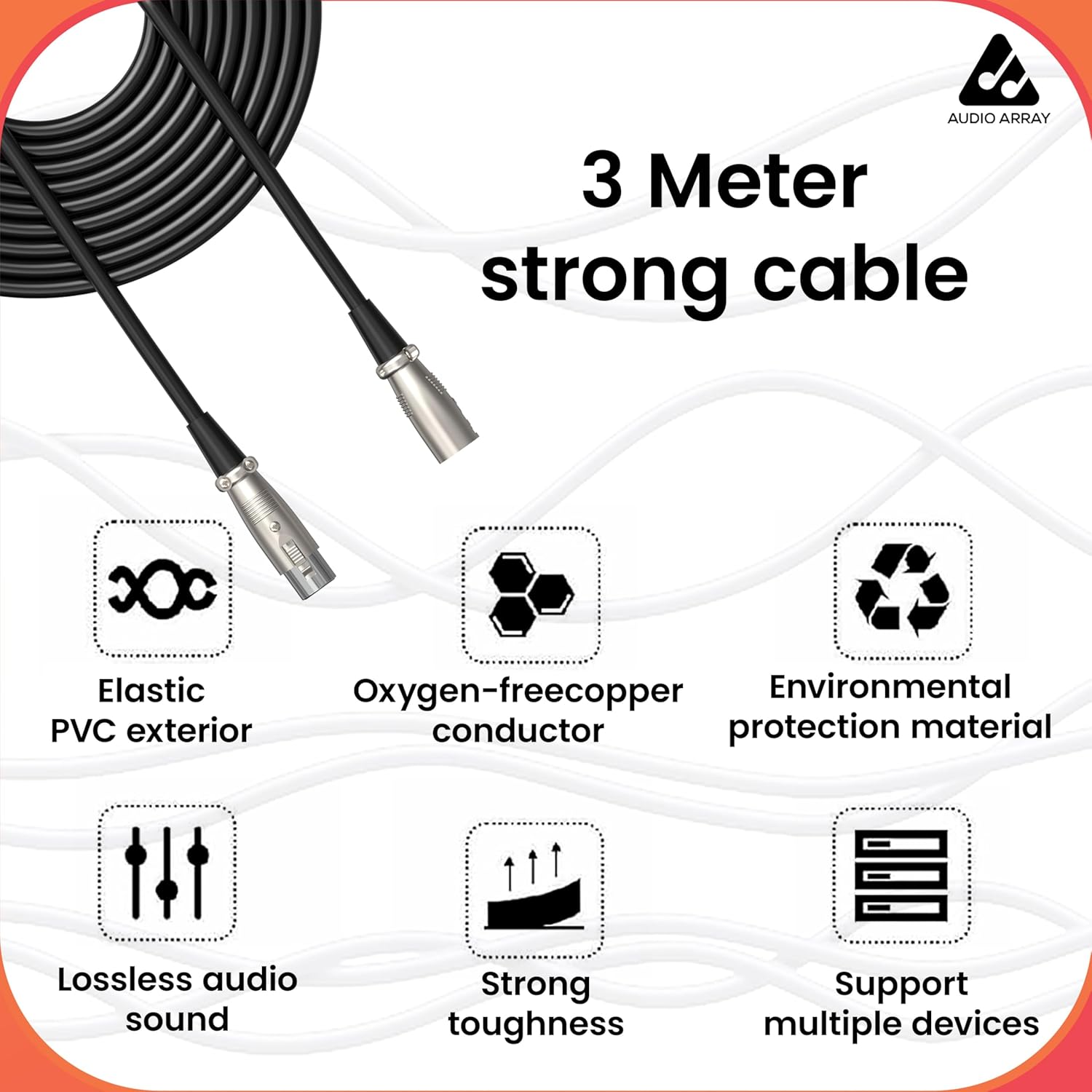 Audio Array A3-XLR XLR Male to Female Cable 3 Meter