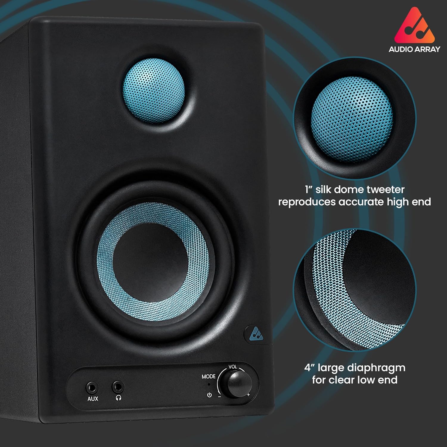 Audio Array AM-S1 Professional 4" Studio Monitor Speaker Pair