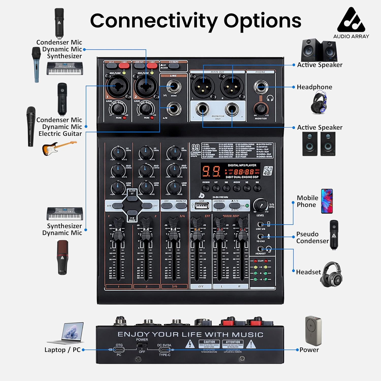 Audio Array AM-Mix4 OTG 4 channels mixer with OTG