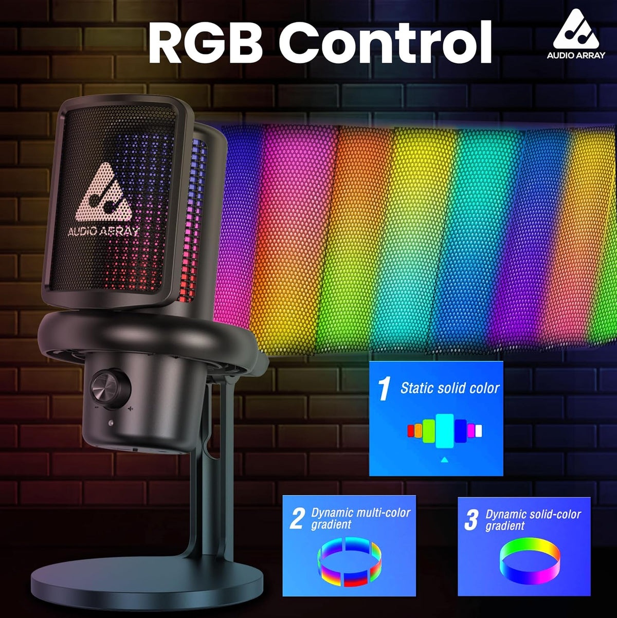 Audio Array AM-C53 USB Condenser Microphone – 24-Bit/192kHz, AI Noise Cancellation, Cardioid, Direct Monitoring