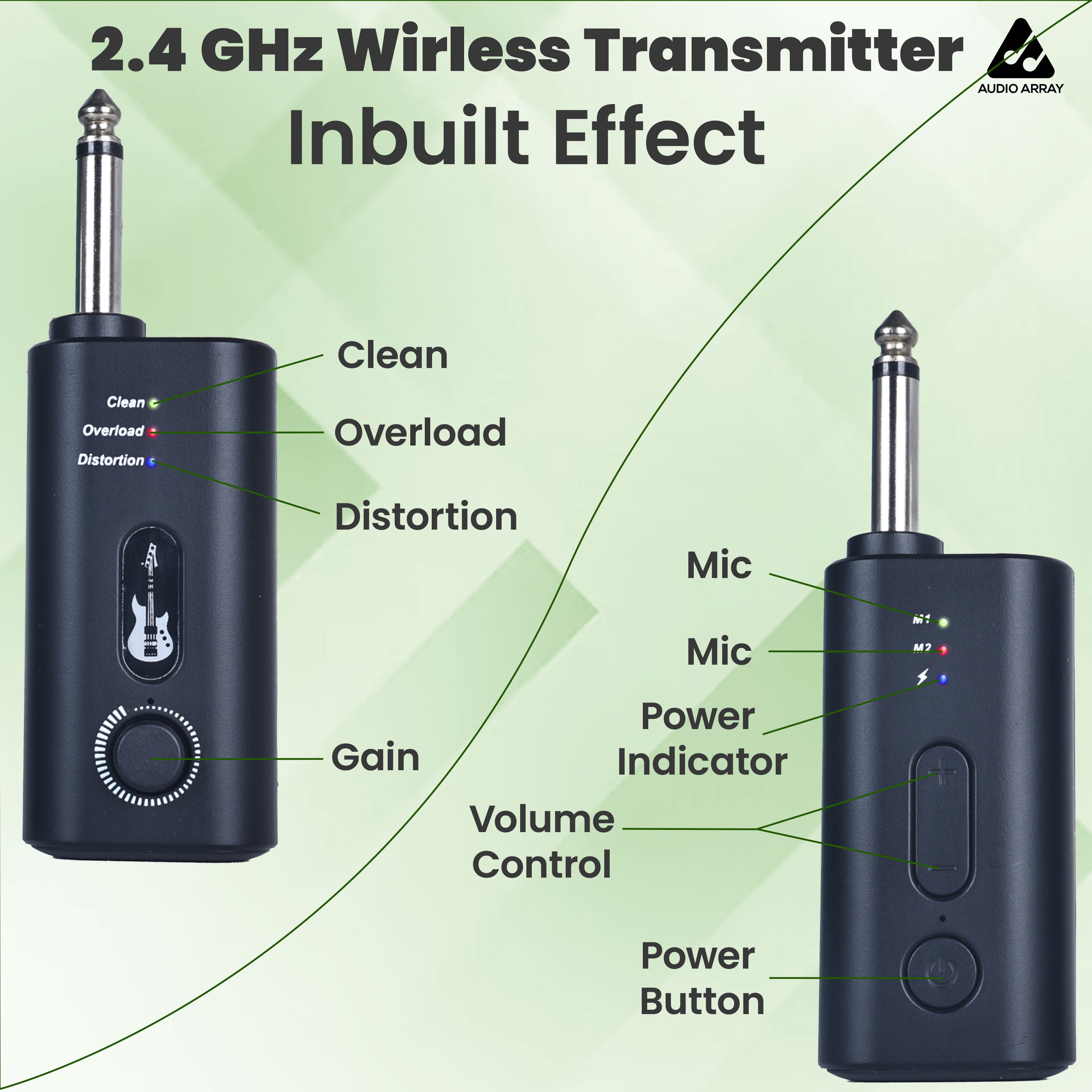 Audio Array Guitar Transceiver | 2.4GHz Wireless Audio System | 24Bit/48kHz Audio | AE831