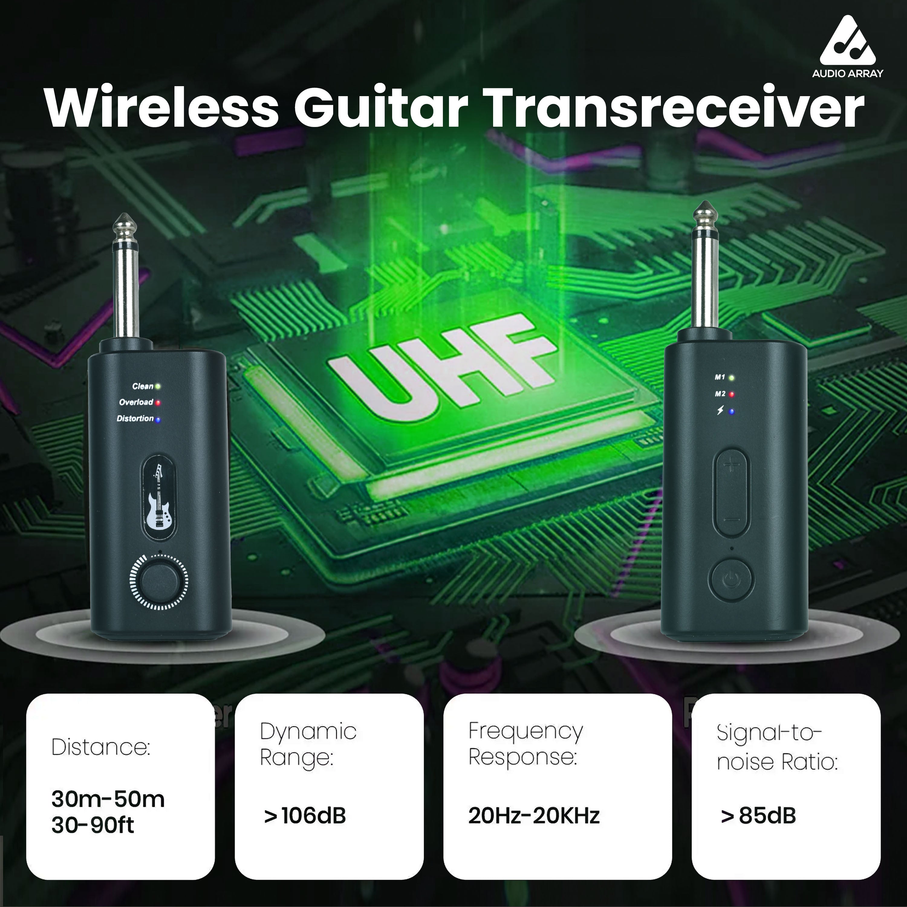 Audio Array Guitar Transceiver | 2.4GHz Wireless Audio System | 24Bit/48kHz Audio | AE831