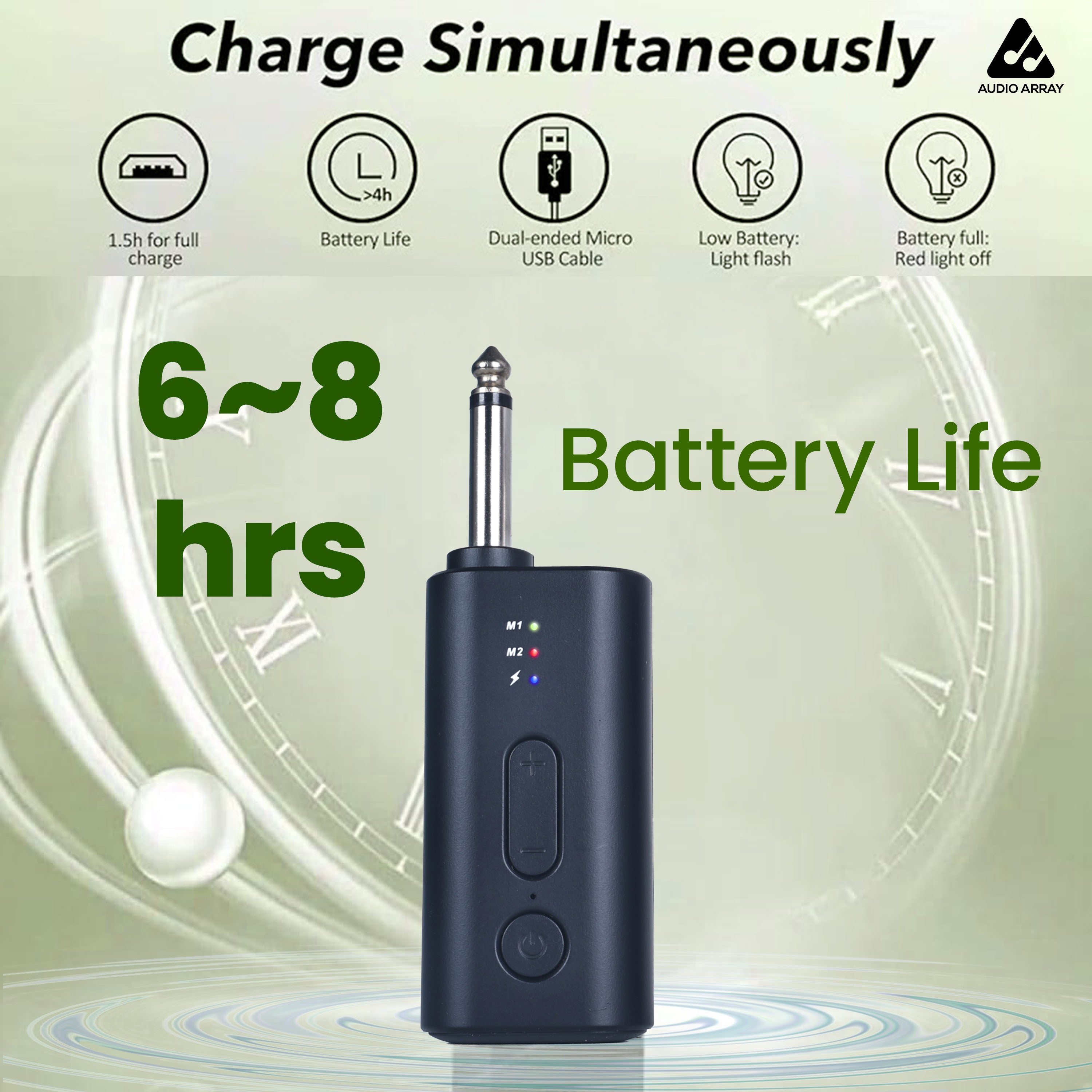 Audio Array Guitar Transceiver | 2.4GHz Wireless Audio System | 24Bit/48kHz Audio | AE831