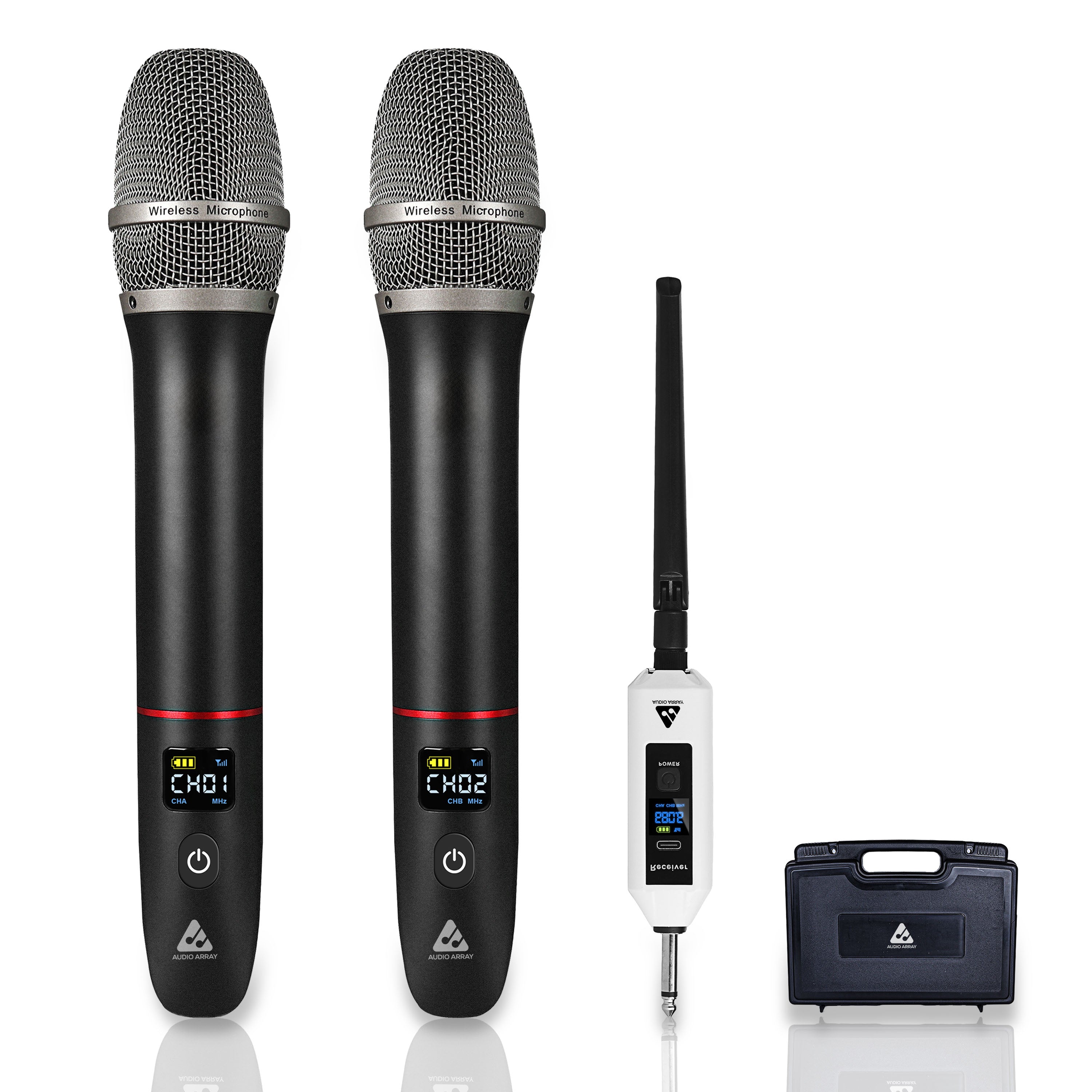 Audio Array Dual UHF Wireless Microphone System | With Brief Case | 24Bit/48kHz Audio | AM-W32 Pro