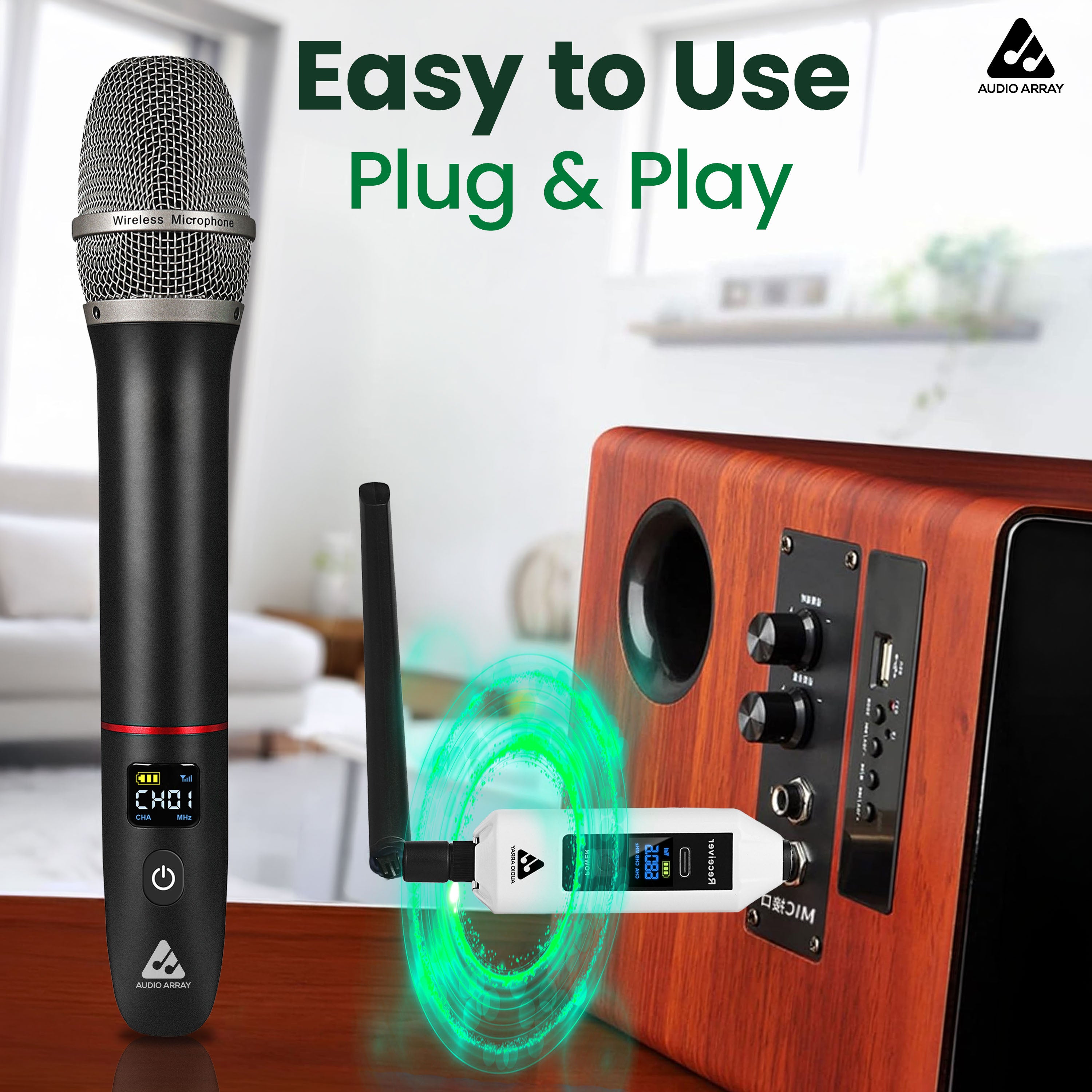 Audio Array Solo UHF Wireless Microphone System | With Brief Case | 24Bit/48kHz Audio | AM-W33 Pro