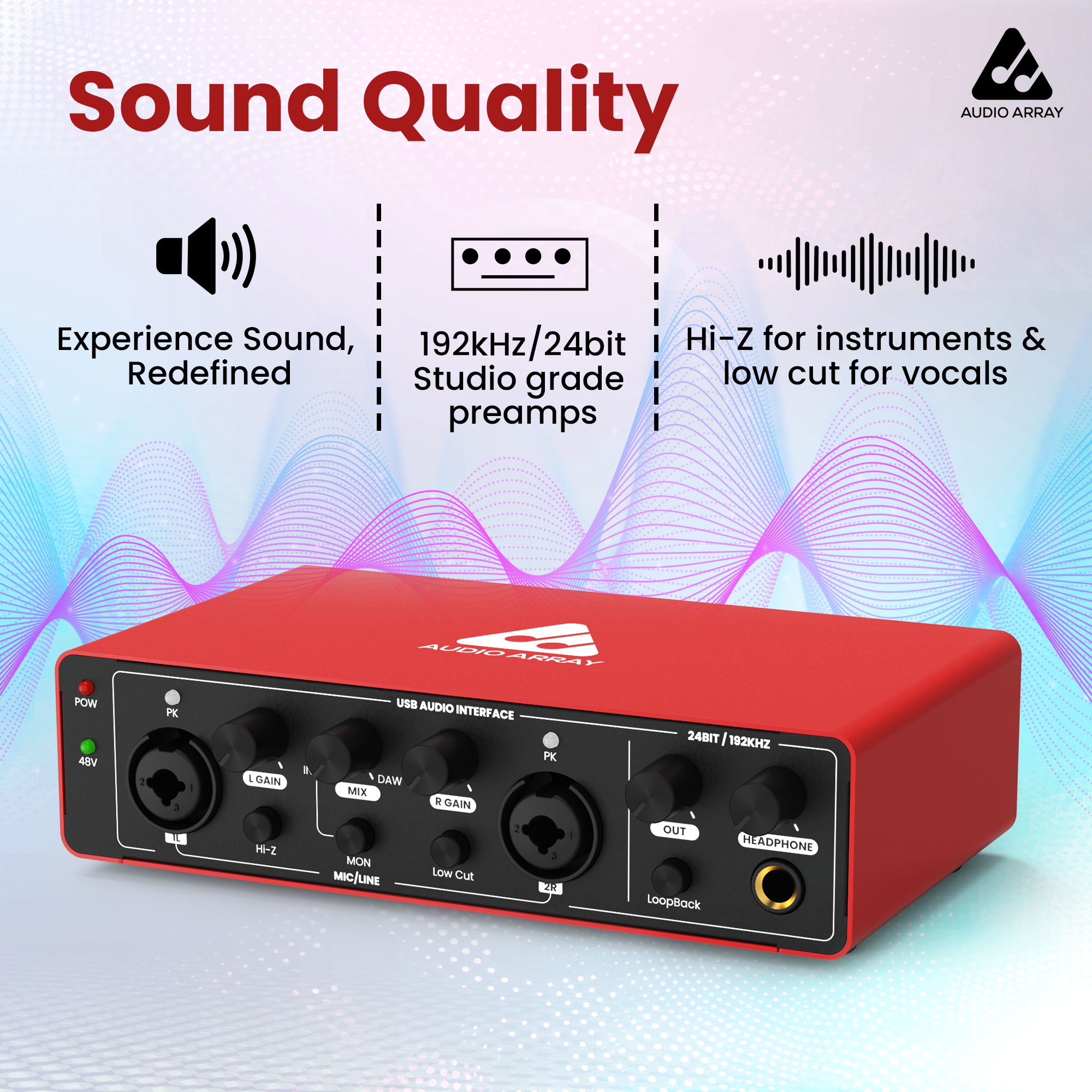 AI-04 2x2 Audio Interface | Metal Body | Red