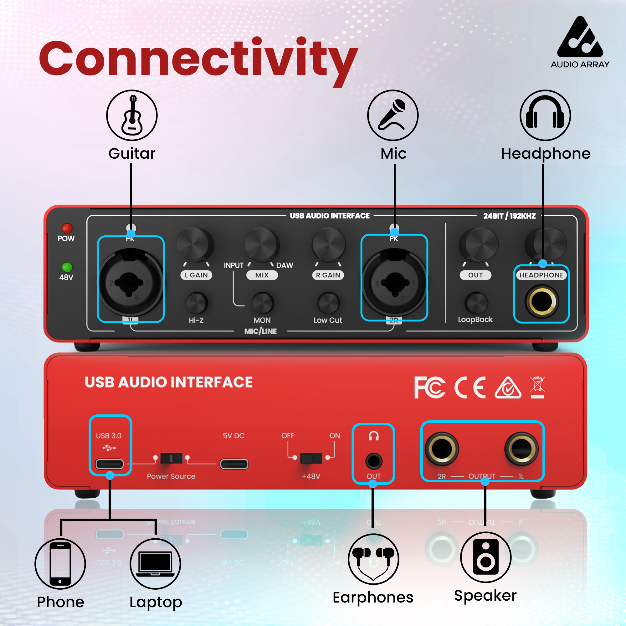 AI-04 2x2 Audio Interface | Metal Body | Red