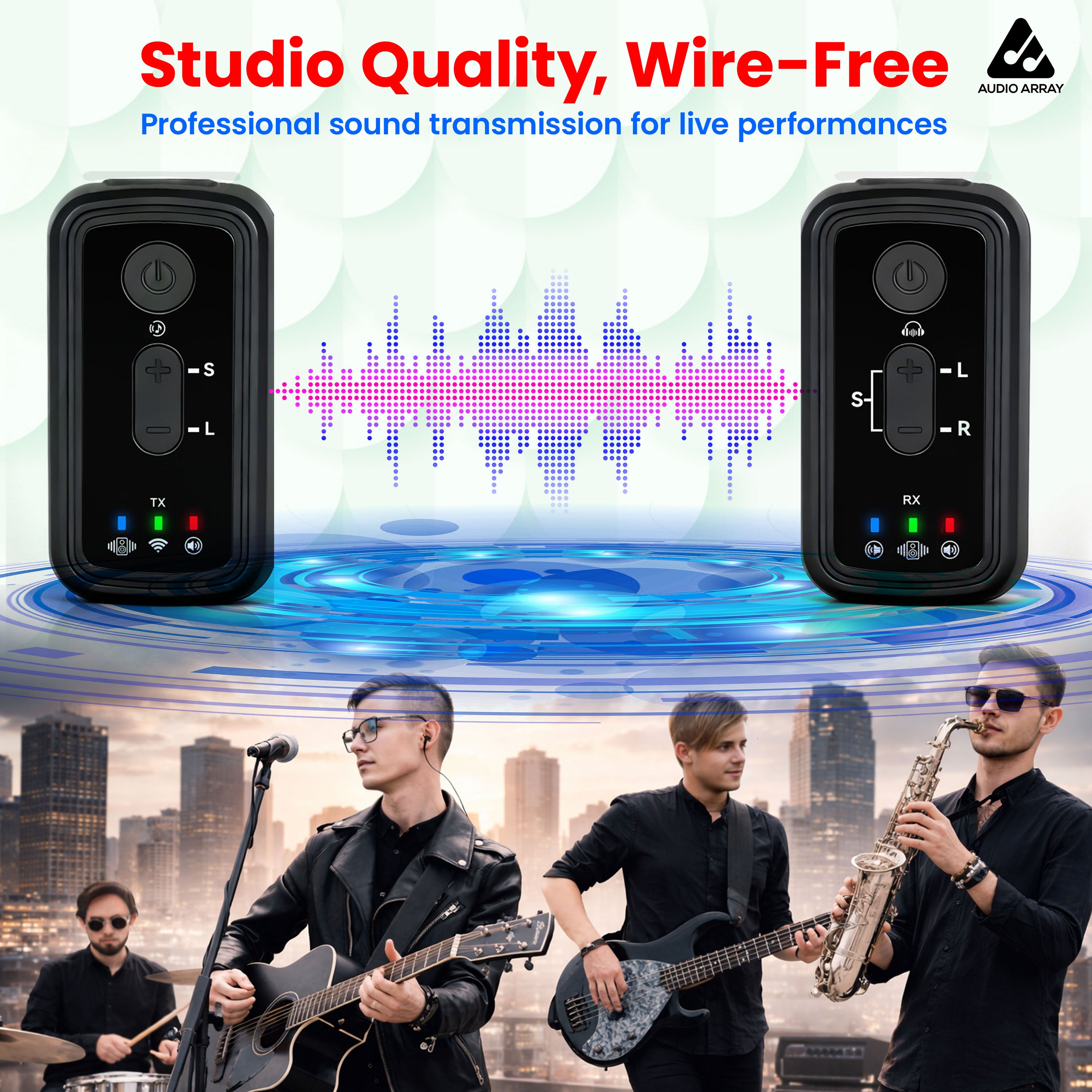 Audio Array Wireless IEM Audio System | 20-30m Range | OTG Output | for Recording & Streaming | JTG800