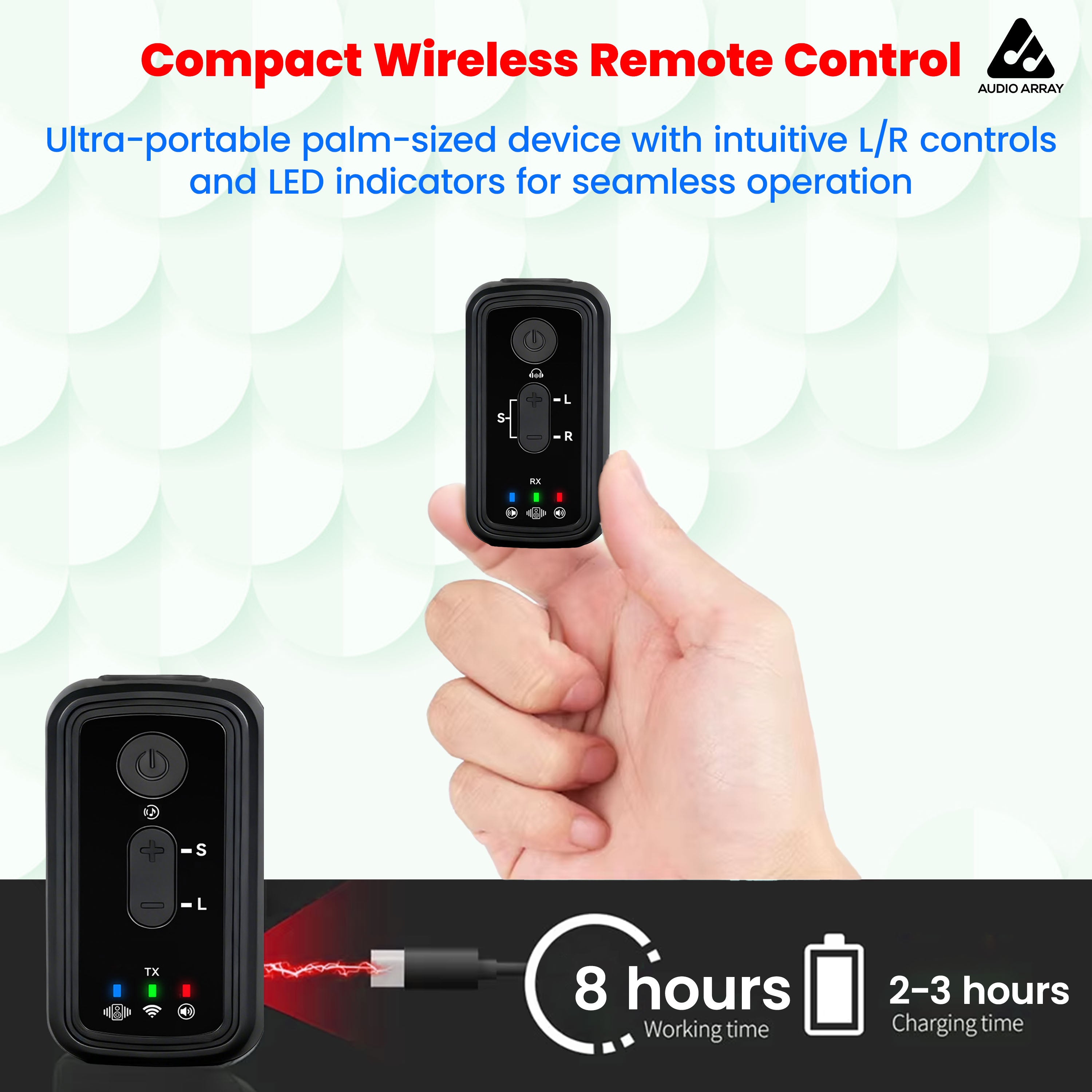 Audio Array Wireless IEM Audio System | 20-30m Range | OTG Output | for Recording & Streaming | JTG800
