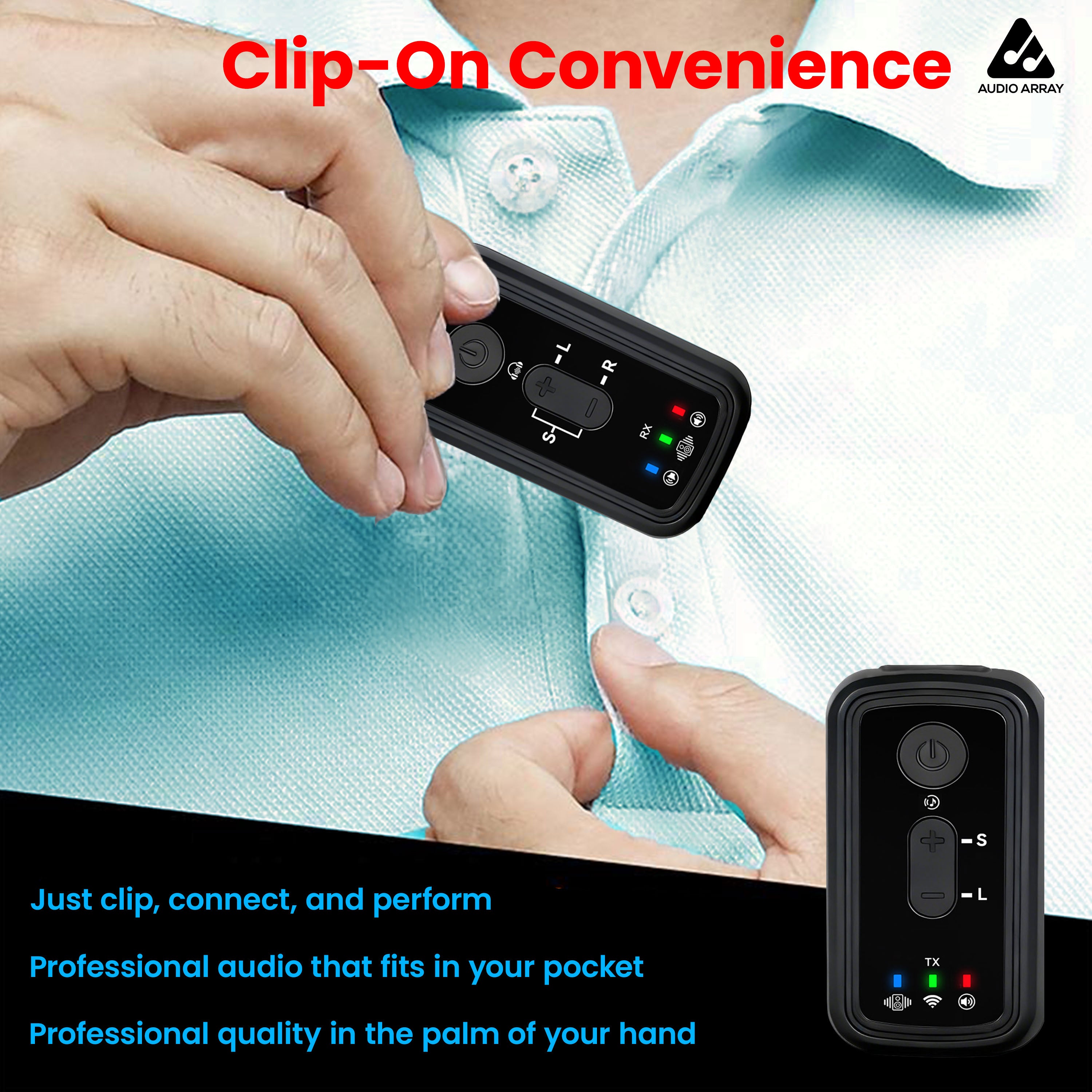 Audio Array Wireless IEM Audio System | 20-30m Range | OTG Output | for Recording & Streaming | JTG800