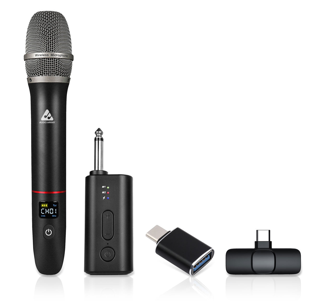 Audio Array Professional UHF Interview Microphone System | Type-C Receiver for Mobile Recording & 6.35mm | USB718