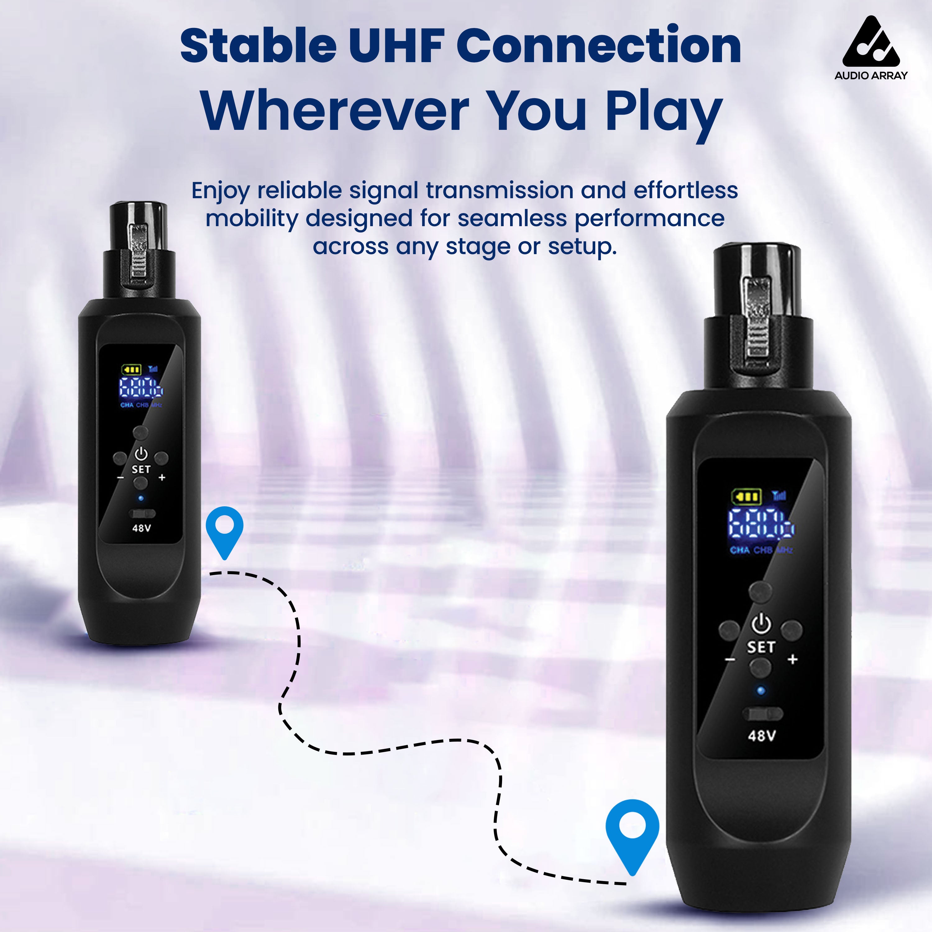 Audio Array Dual Wireless Mic Transceiver | UHF Wireless Audio System | 24Bit/48kHz Audio | W3