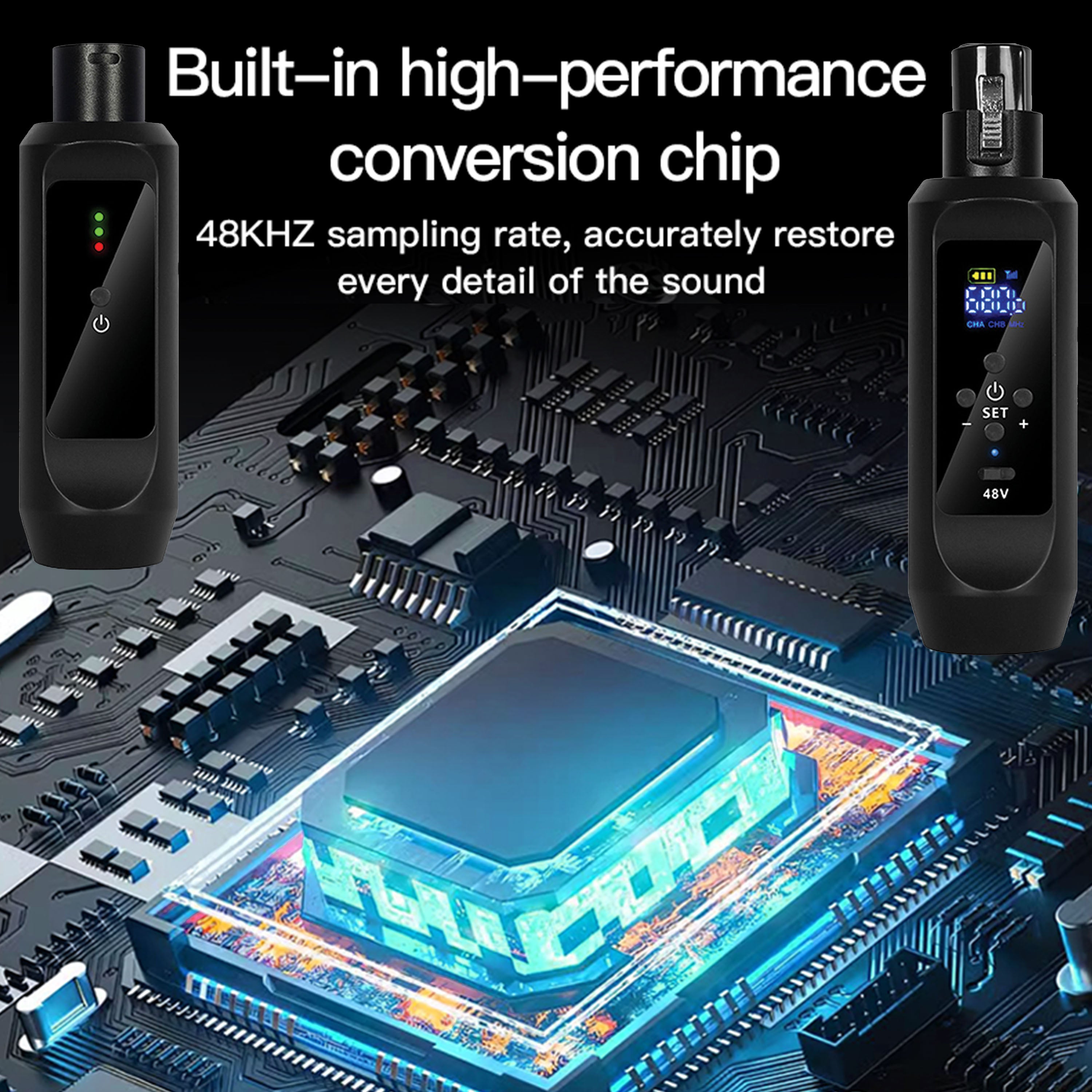 Audio Array Dual Wireless Mic Transceiver | UHF Wireless Audio System | 24Bit/48kHz Audio | W3