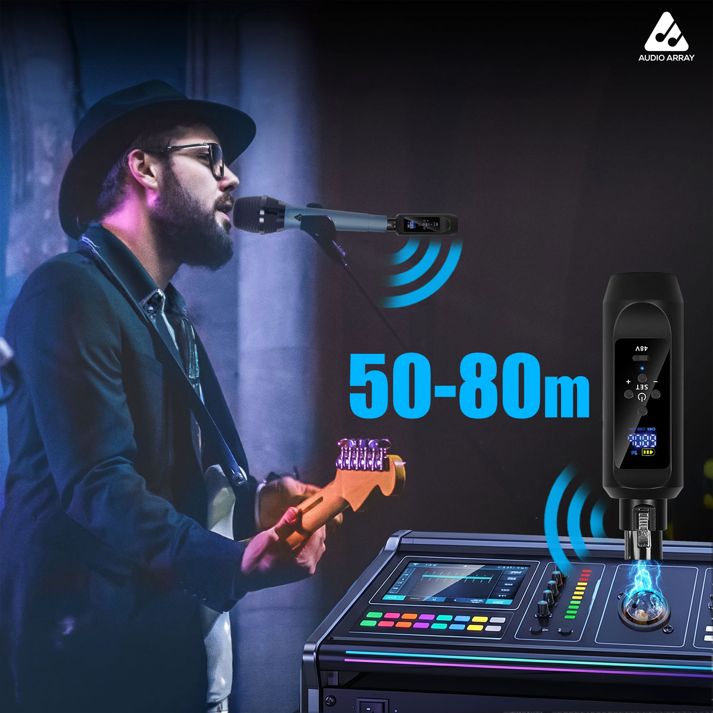 Audio Array Dual Wireless Mic Transceiver | UHF Wireless Audio System | 24Bit/48kHz Audio | W3