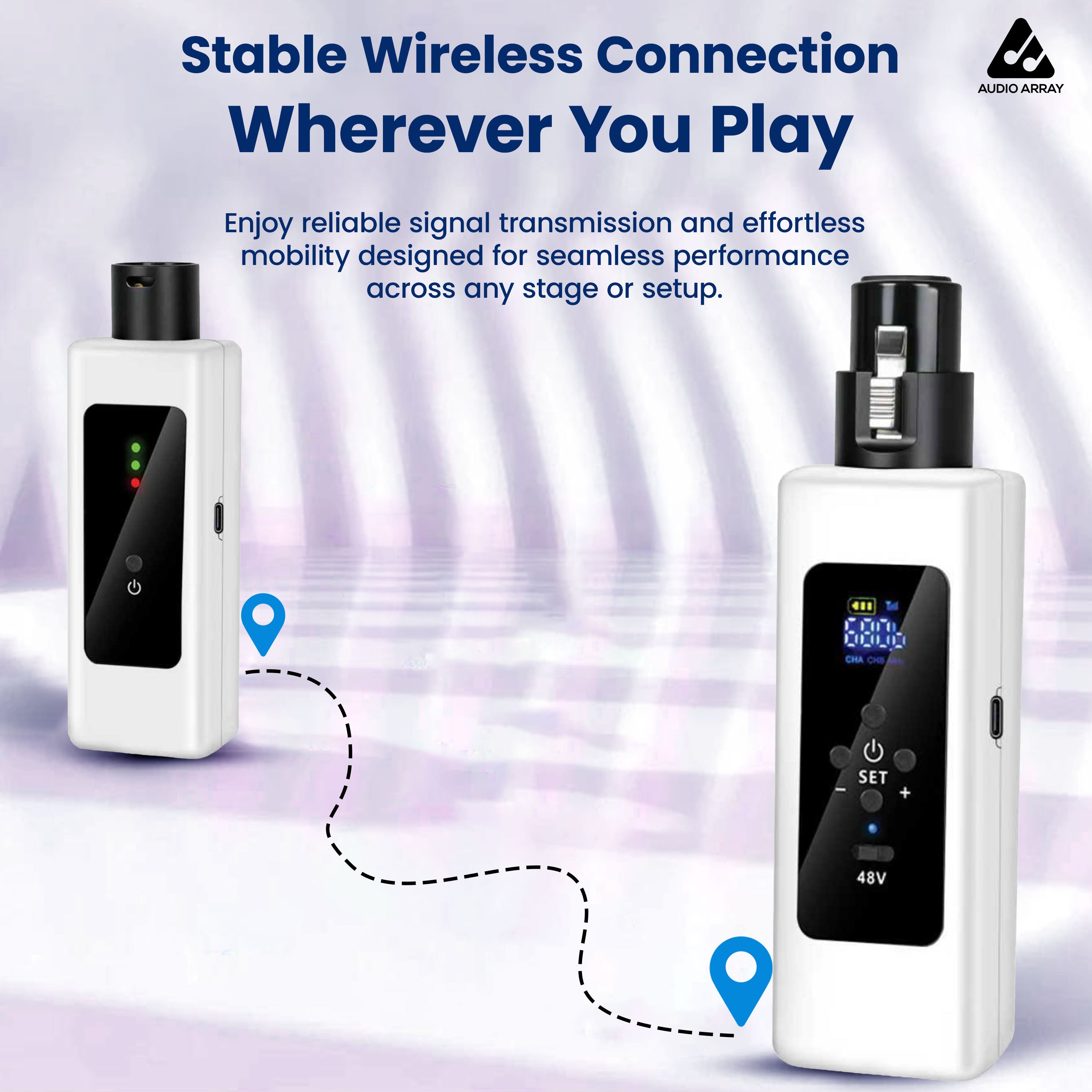 Audio Array Single Wireless Mic Transceiver | UHF Wireless Audio System | 24Bit/48kHz Audio | W5